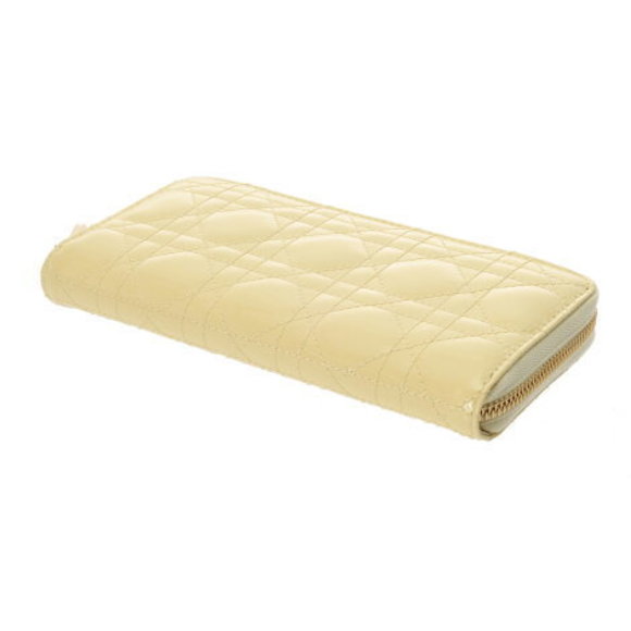 CHRISTIAN DIOR Lady Voyageur Pale Yellow Patent Calf Long Wallet - Picture 3 of 12